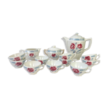 Vintage tea set in Sarreguemines flowered earthenware, "Troyes" model