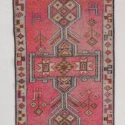 Shades Of Pink Beige Antique Vintage Runner Rug, 89x322Cm