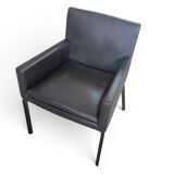 2 x Manet Minotti arm chairs 1990s / dark brown leather / chrome height 83