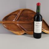 Serving tray or aperitif in carved wood varnish 70
