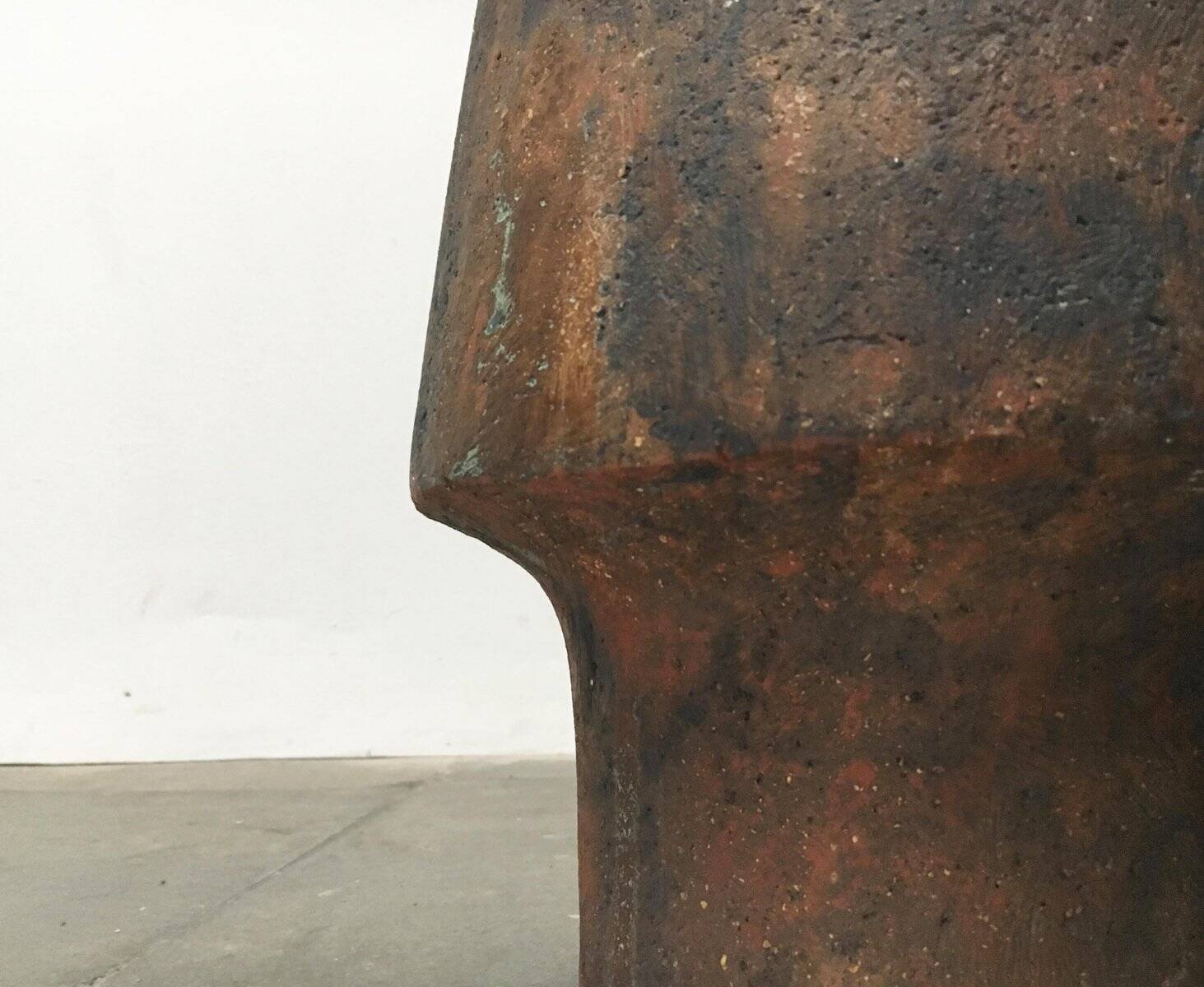 Brutalist ceramic vase in German mid-century style by Gerhard Liebenthron, 1969.