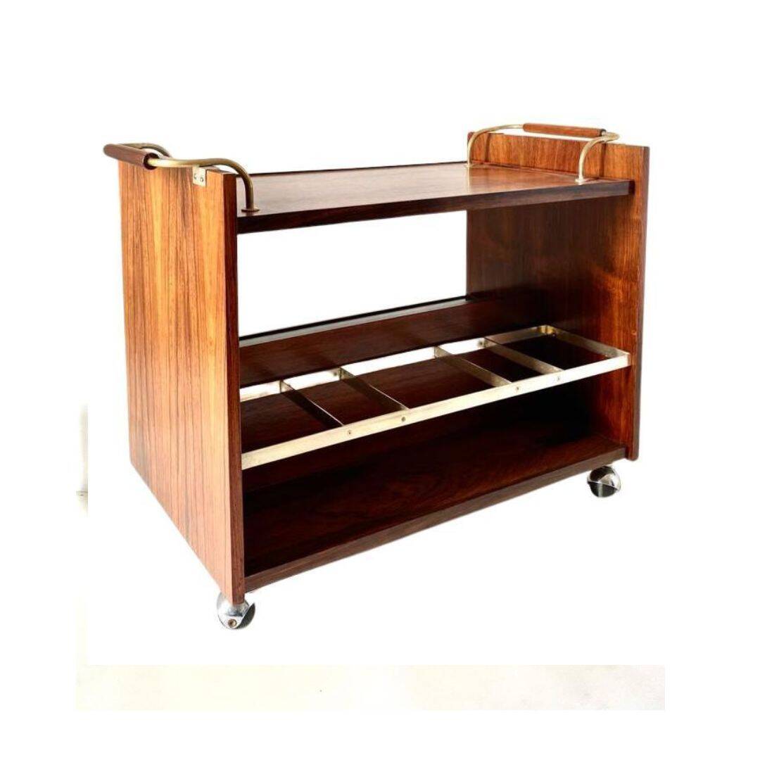 Vintage rosewood bar cart, Italy 1960s