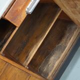 Large Antique Art Deco German Oak & Marble Chocolate Shop Counter, 1920s