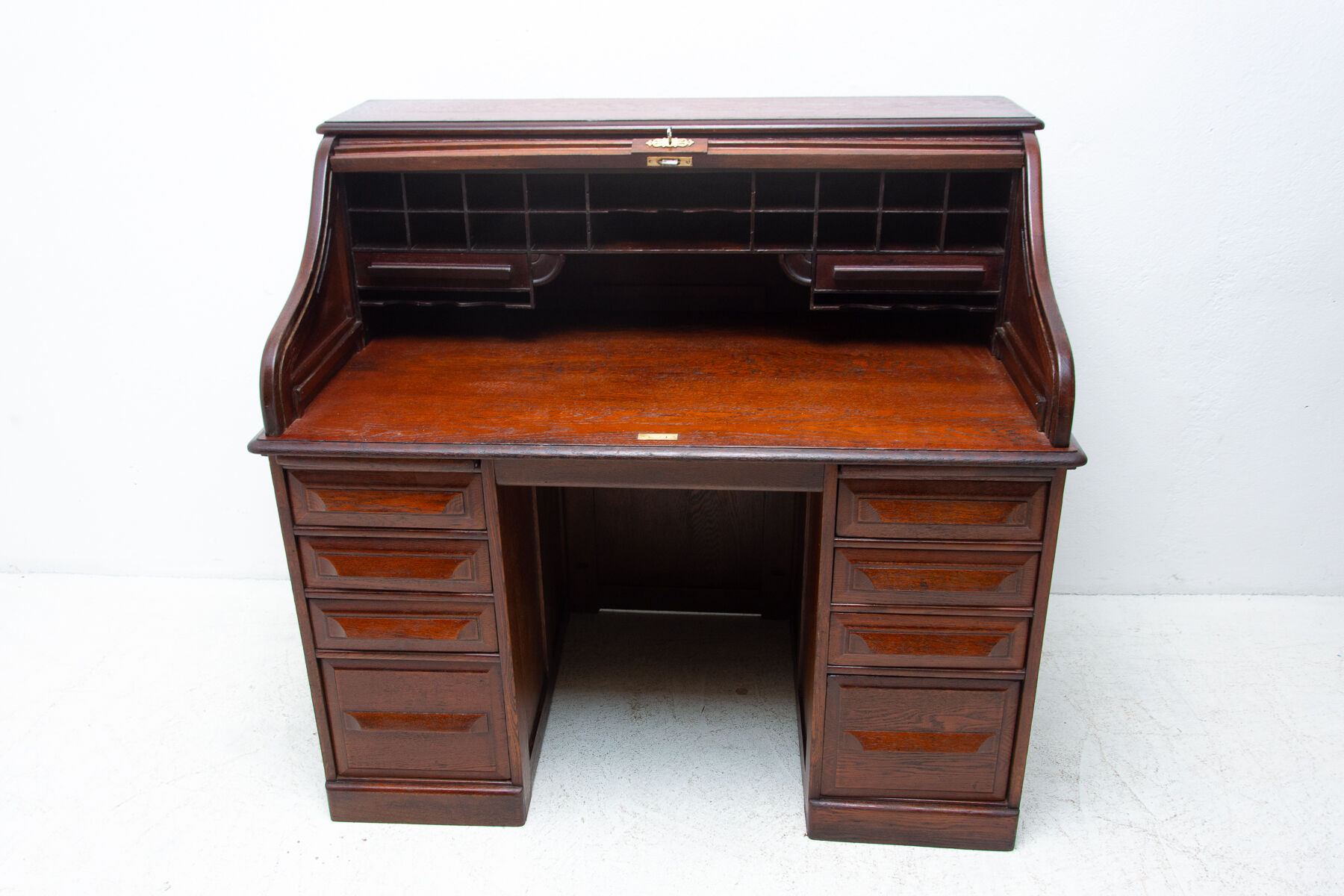 Antique roller blind writing desk 1930s, United Kingdom