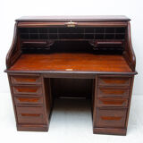 Antique roller blind writing desk 1930s, United Kingdom