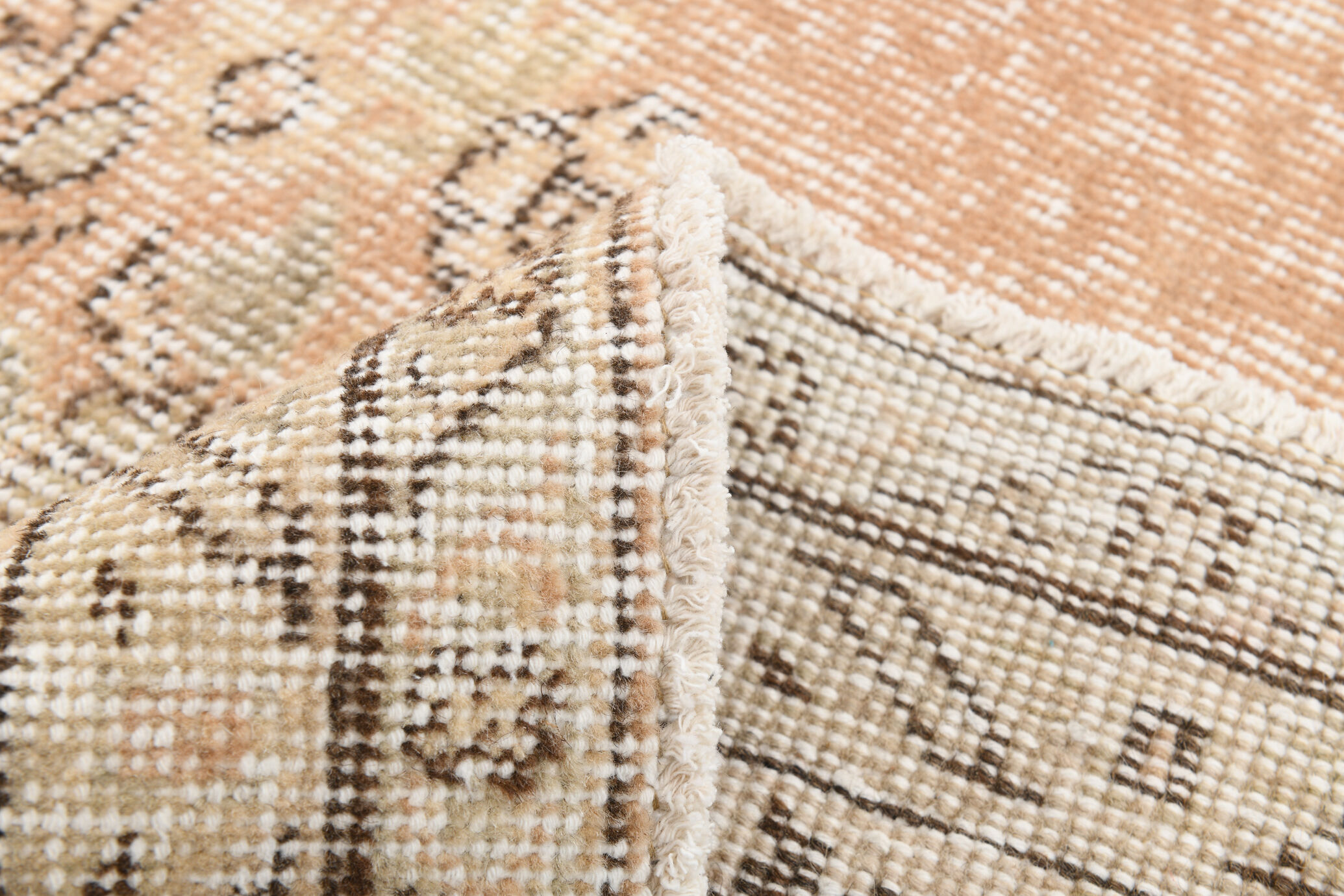 6x9 brown & beige oriental vintage rug 181x291cm