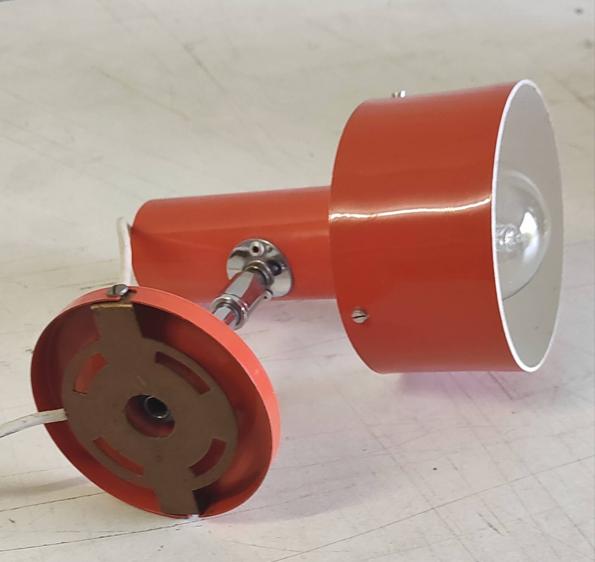 Orange metal wall light by Delmas - 1960s/70s