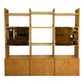 Gianluigi Gorgoni Présentoir Années 1970 Fratelli Turi Bibliothèque Verre Laiton Briar Burl rizzo
