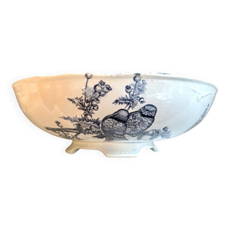Clairefontaine - Léon Graves ironstone salad bowl, "Goldfinches" service, late 19th century