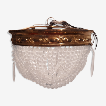 Plafonnier basket has pampilles 4 fires made of gilded brass