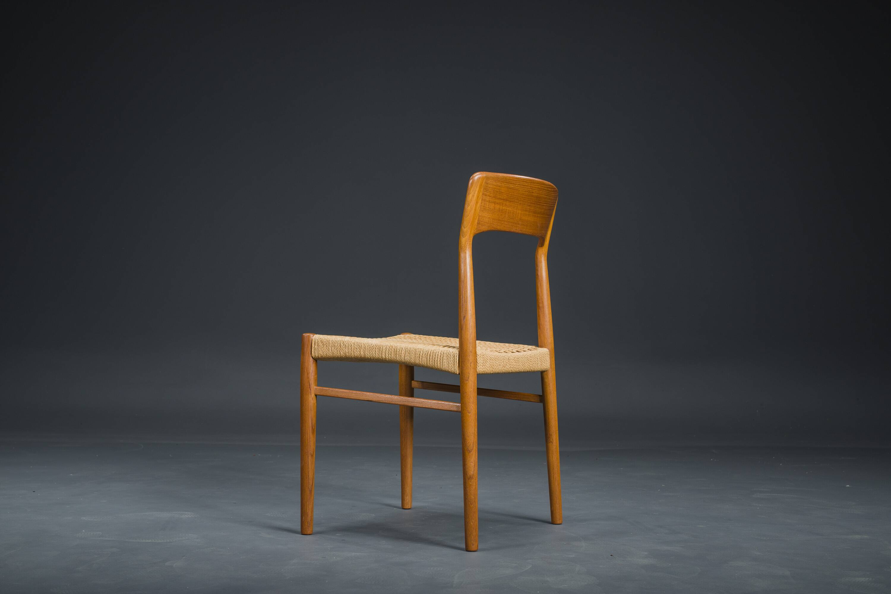 Danish Teak Dining Chair with Wicker by Henning Kjaernulf for Koruo Stolefabrik, 1960s