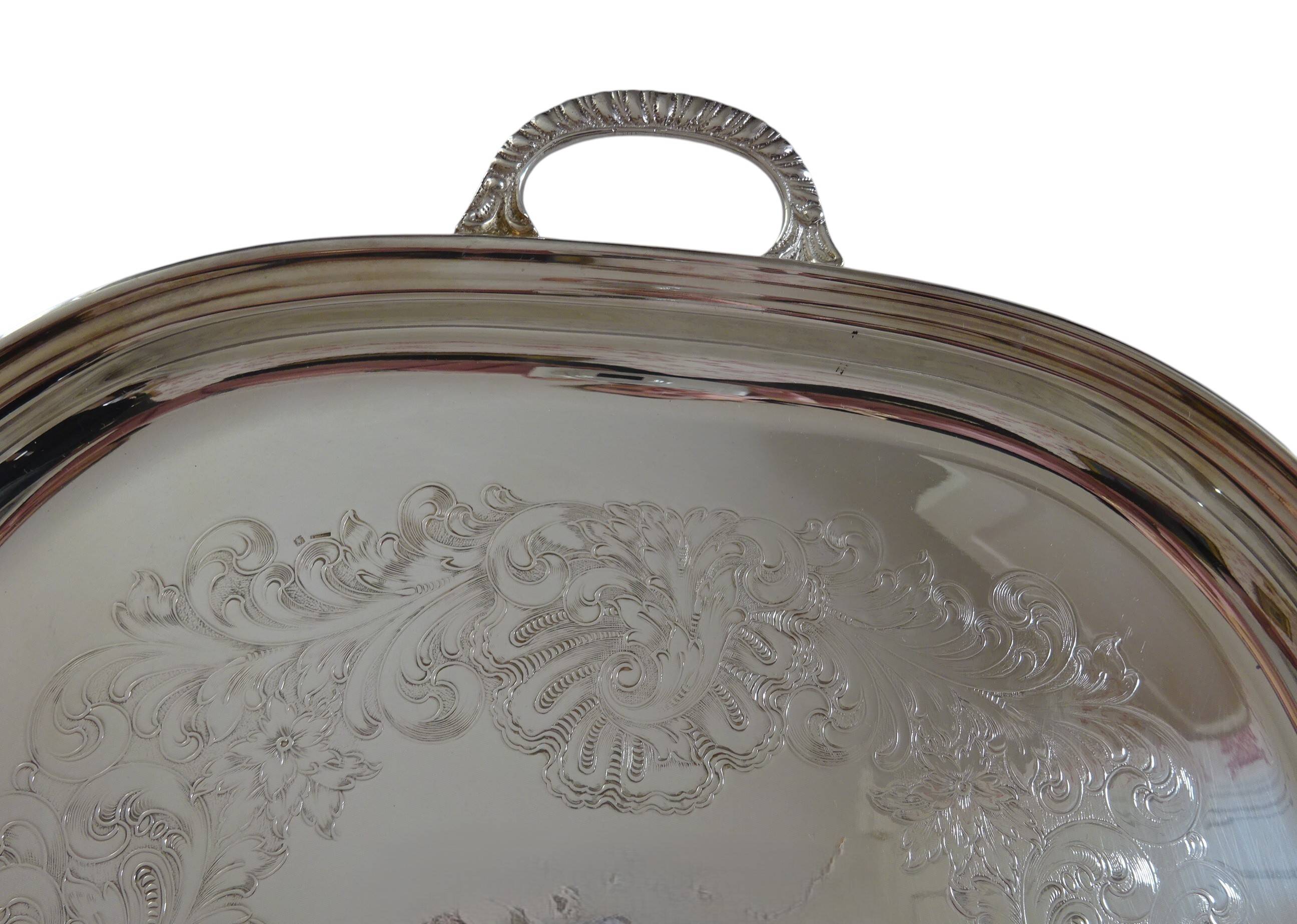 Rectangular silver-plated tray from the St Hilaire house.