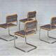 1970s, set of 4 pcs Italian dining chairs in Bauhaus style.