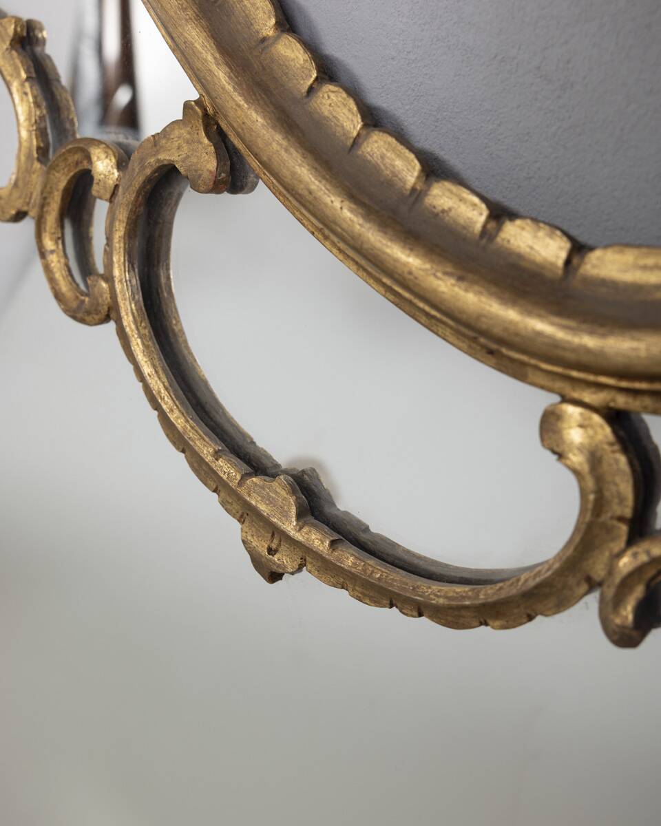 LARGE EARLY 20TH CENTURY WALL MIRROR IN GILDED WOOD IN BAROQUE STYLE