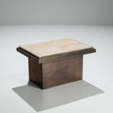 Belgochrom coffeetable in polished metal and travertin