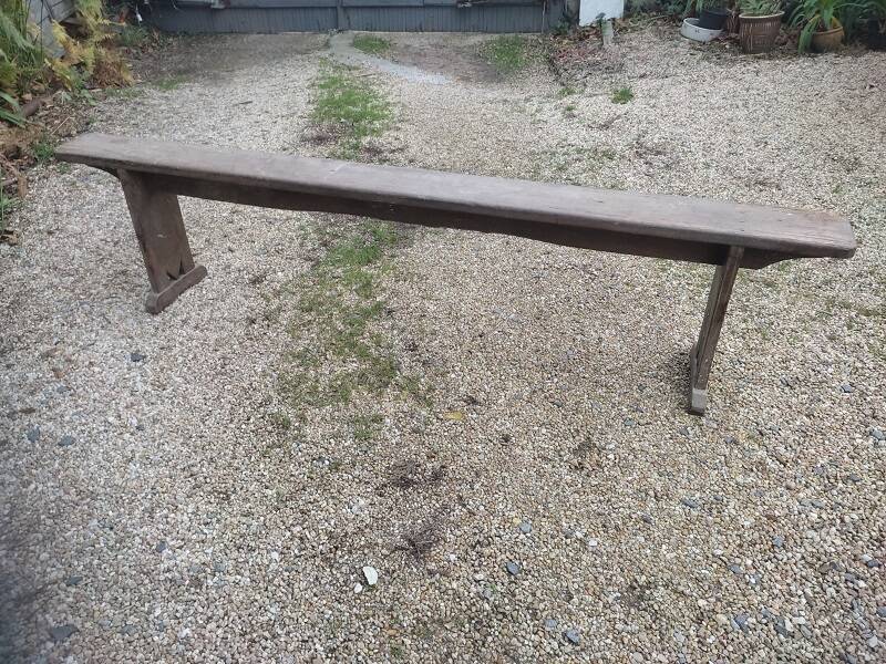 Patinated solid wood farm bench dpc 1122435
