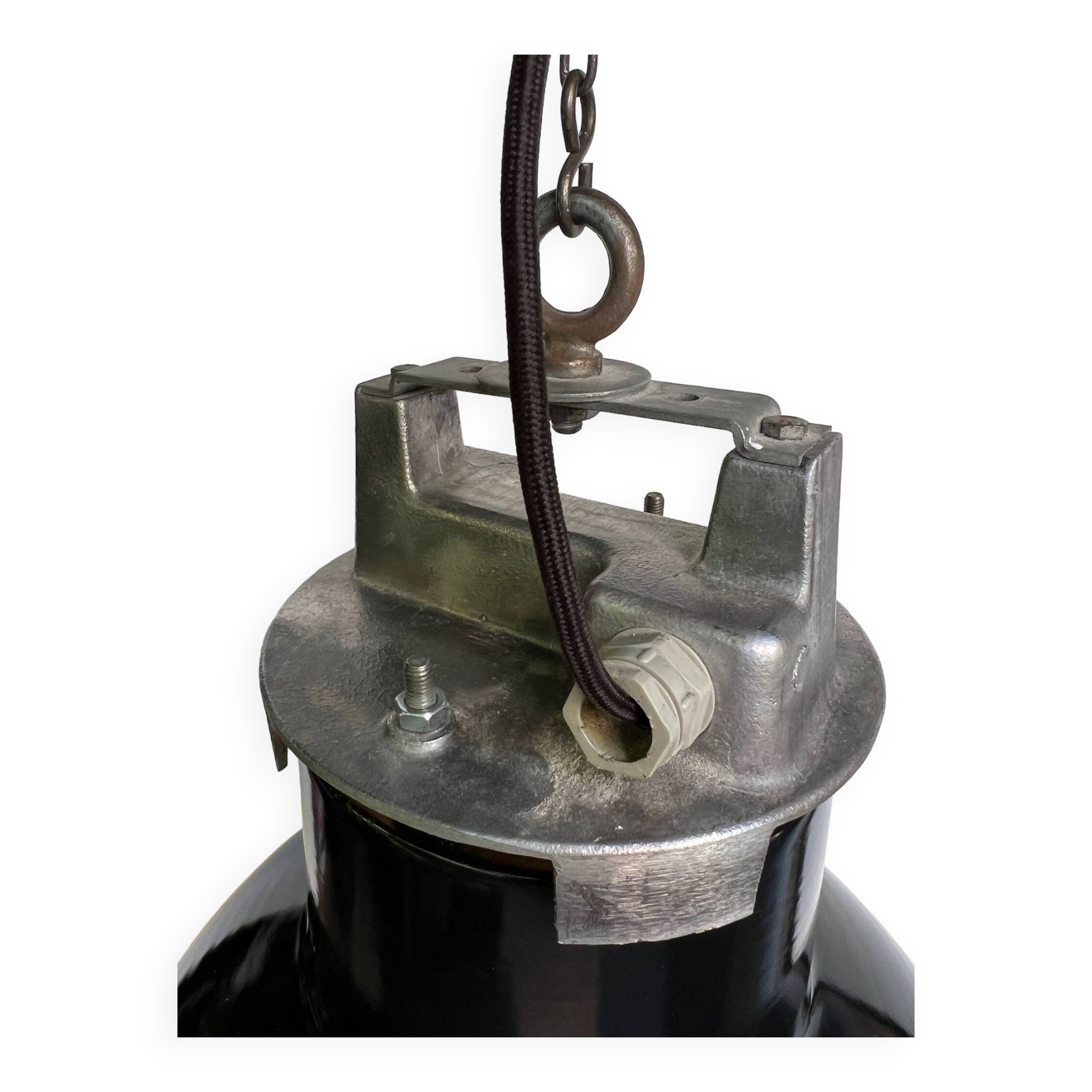 Suspension industrielle ø 50 cm mazda 1960 email noir