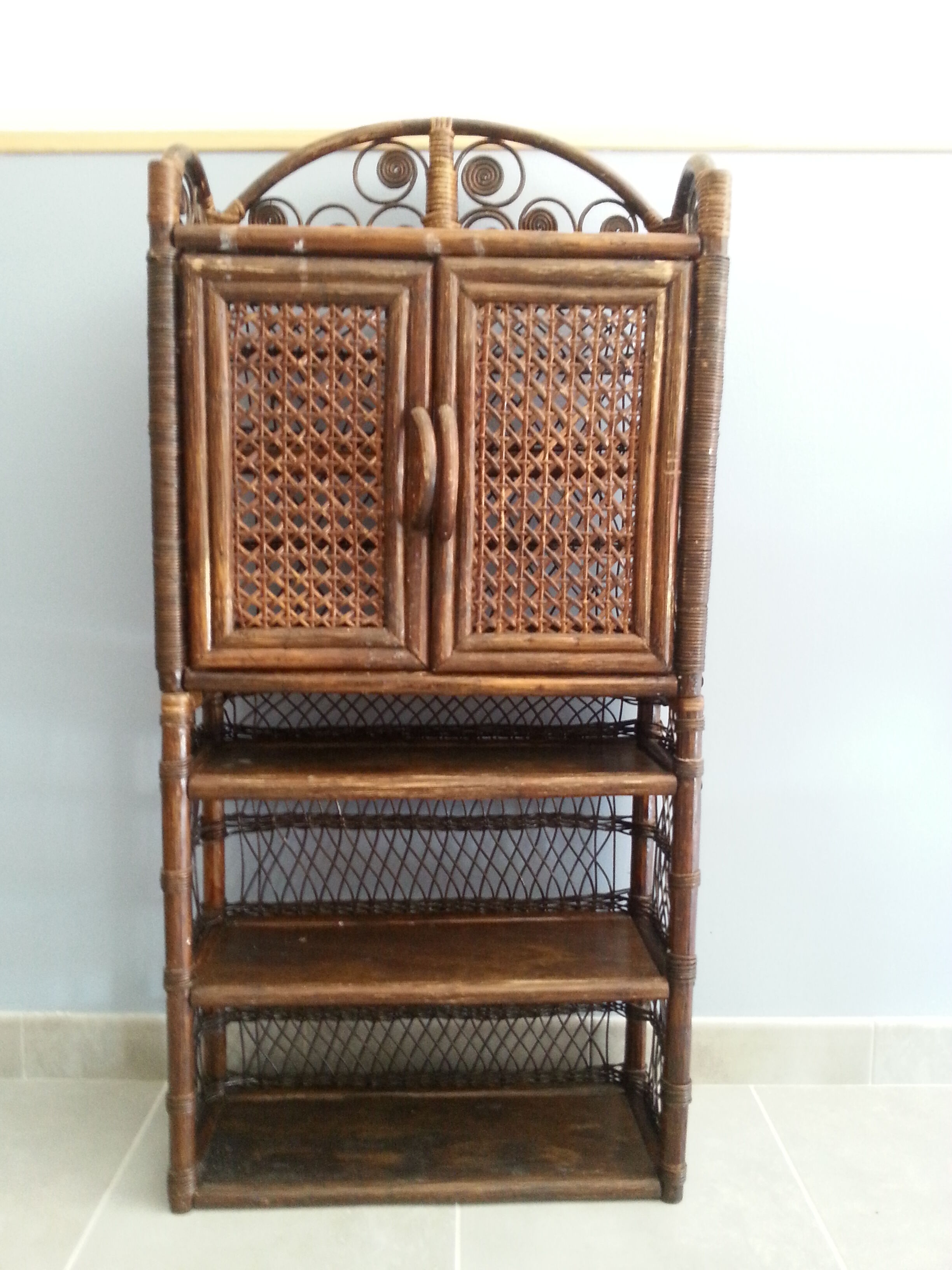 Set 2 shelves rattan bamboo vintage