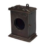 Small old wall display case clock box patina original india