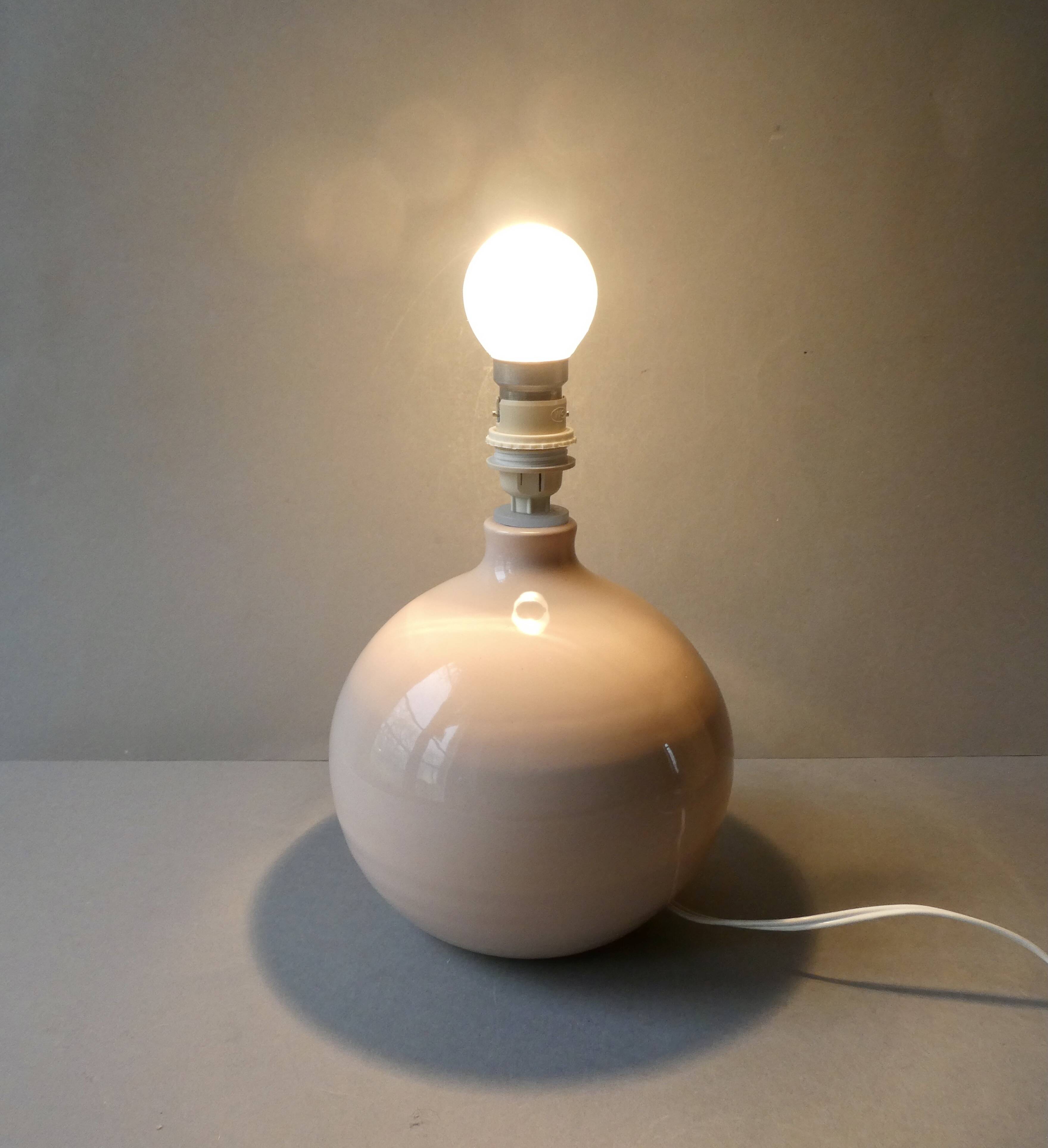 Ceramic lamp, pastel pink, around 1990.