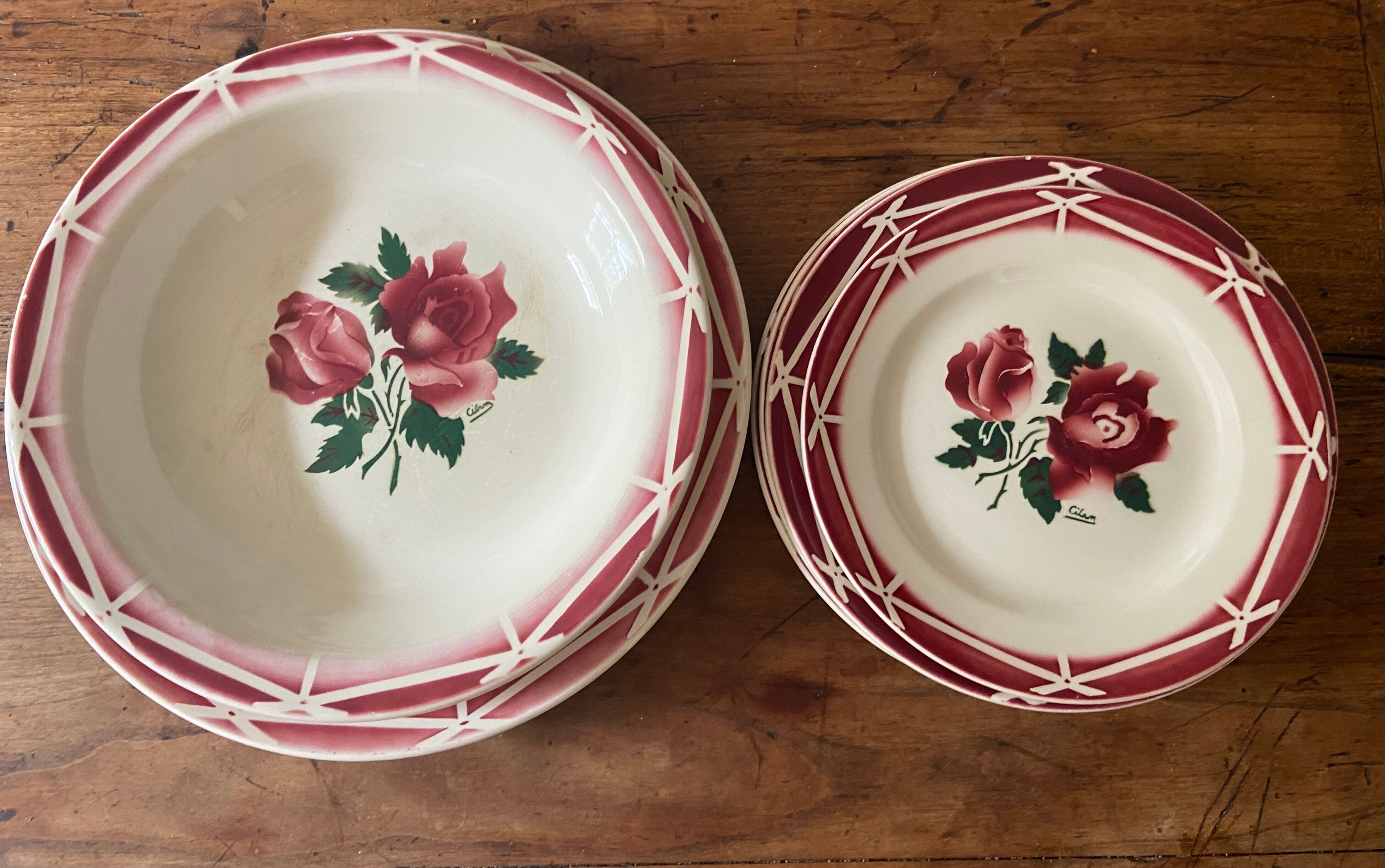Set of dishes digoin-sarreguemines 40s model cibon