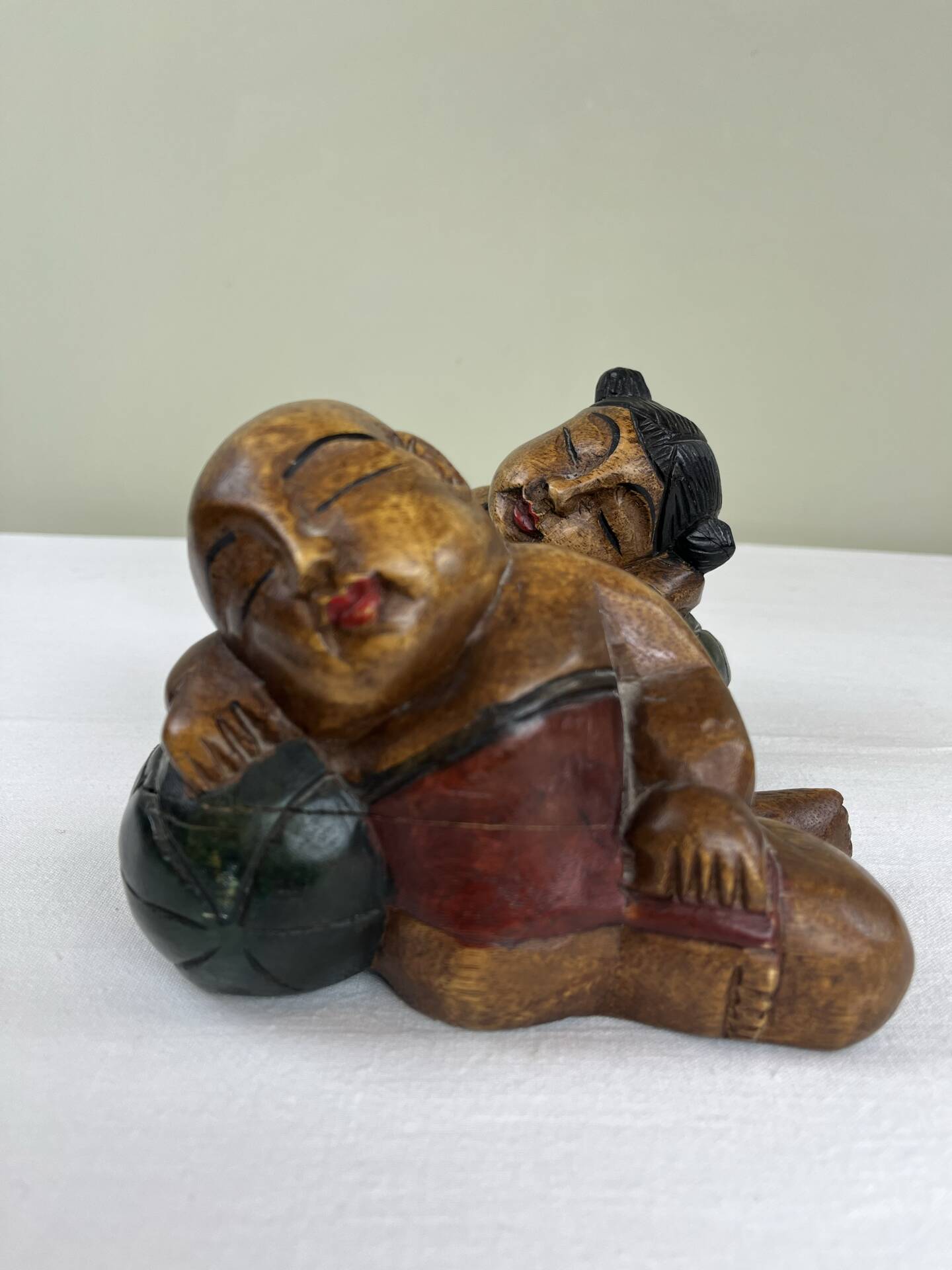Carved wooden bookends