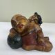 Carved wooden bookends