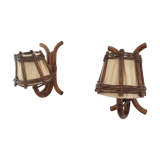 Pair of rattan sconces