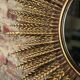 Sun mirror with golden bevelled flat mirror - 87 cm