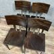 Set of four 1970's Design chairs in stained grained wood