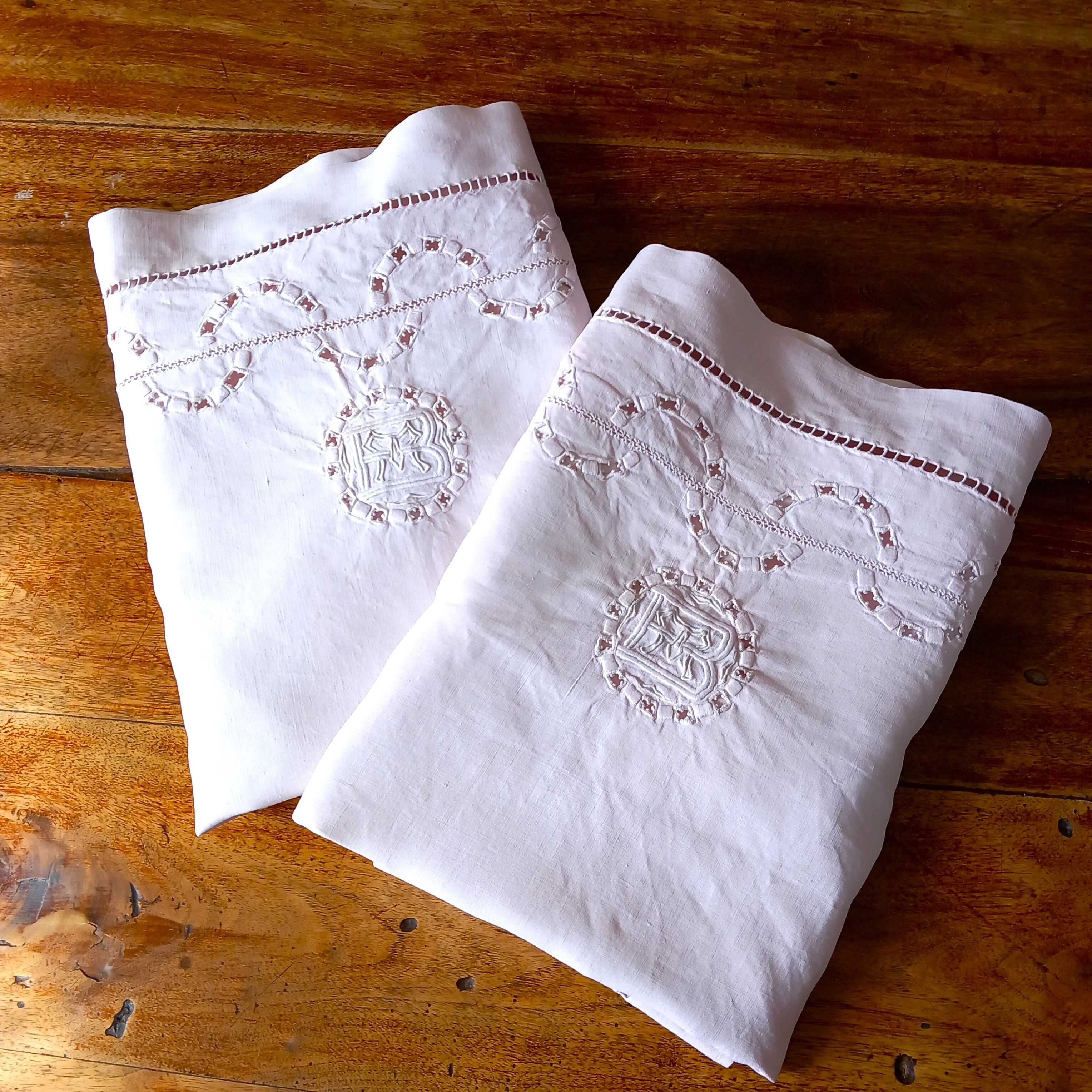 Duo of embroidered pillowcases