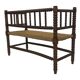Vintage 'bobbin' bench with a rush seat, 1920s design with armrests.