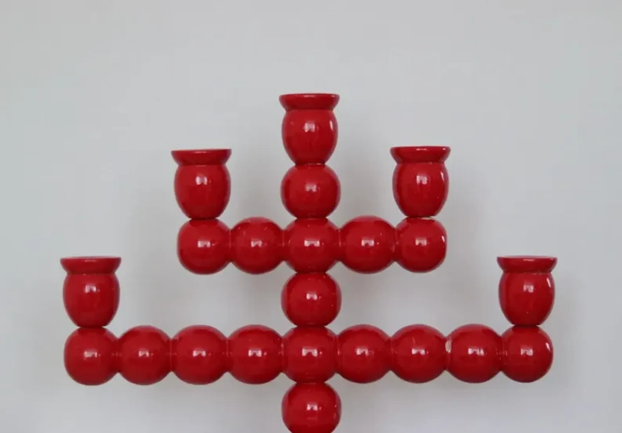 Swedish Mid Century  Five-Arm  Bobbin Candelabra