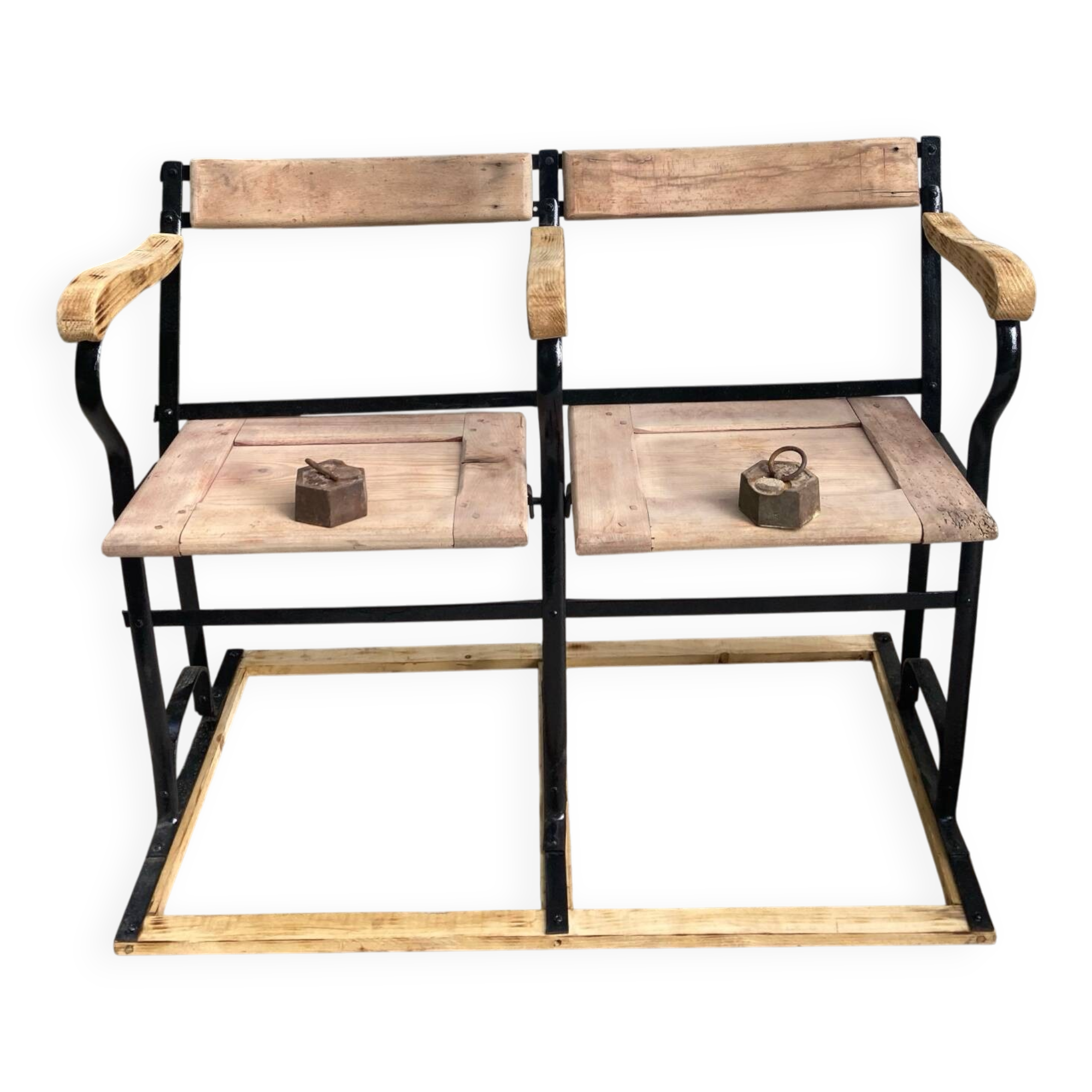 Two-seater folding theatre bench