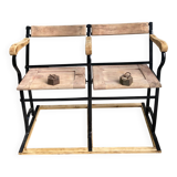 Two-seater folding theatre bench