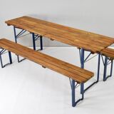 German Folding Garden or Picnic Vintage Table and Benches 70s