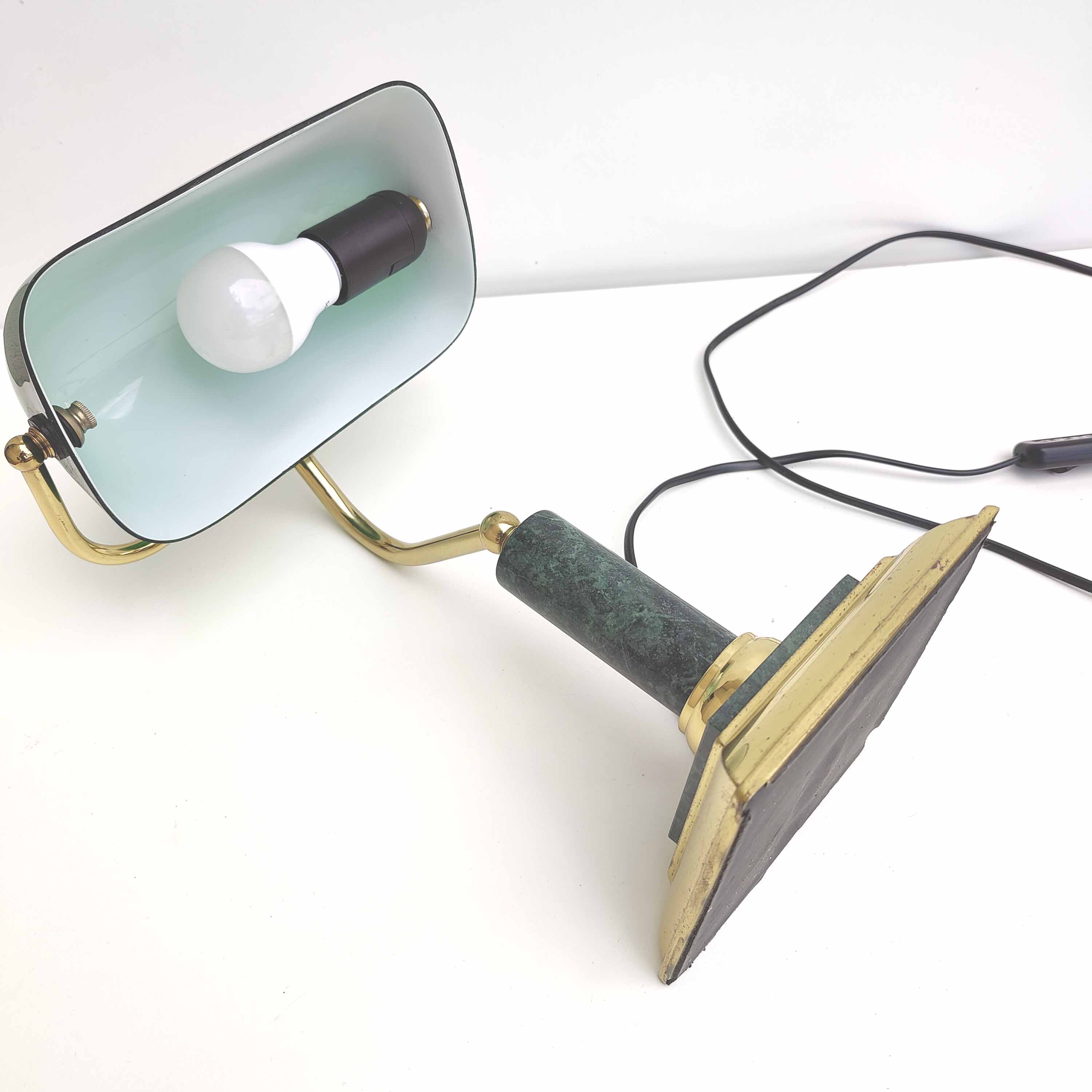 Green opaline banker lamp