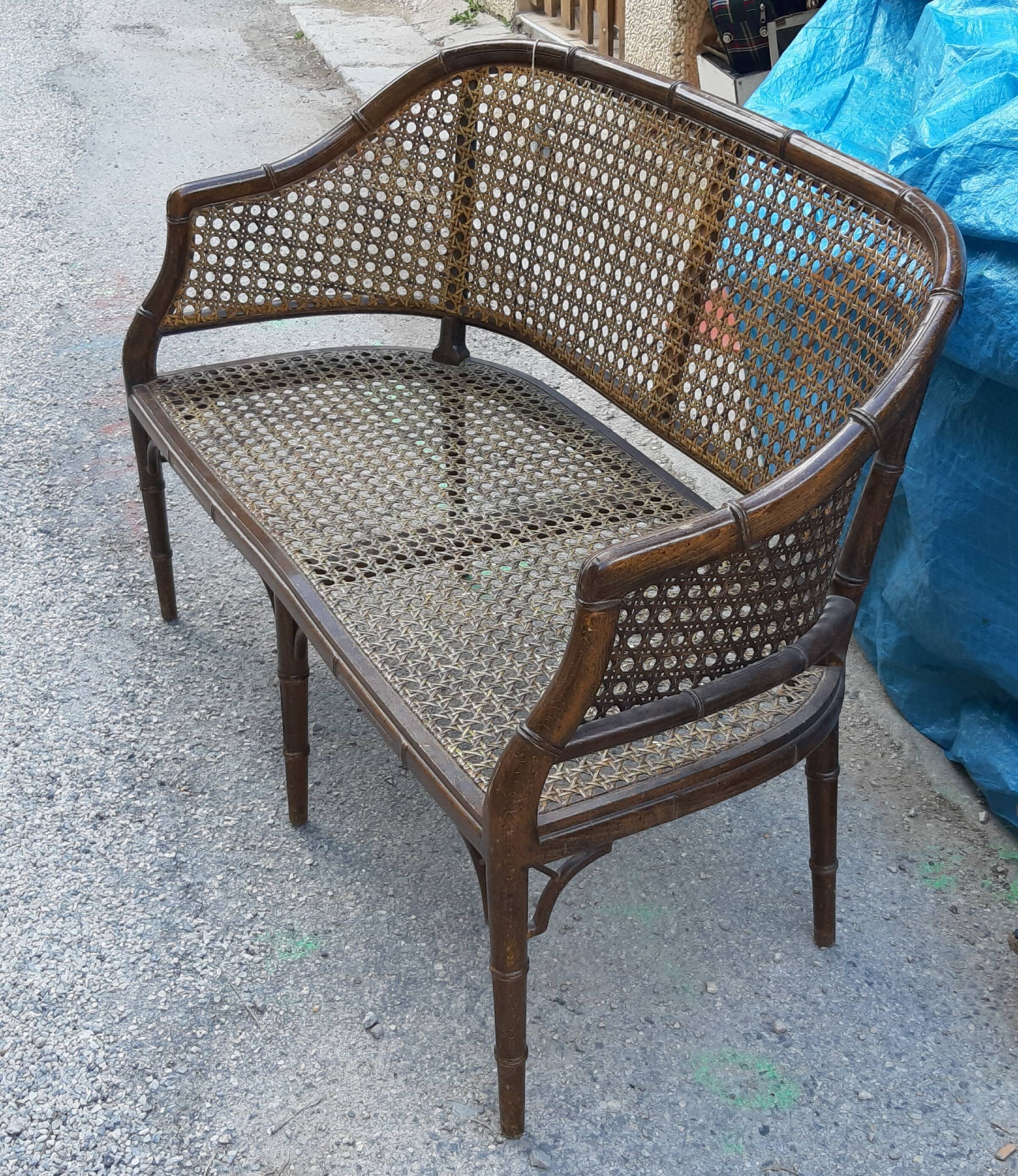 "bamboo" wooden canne banquette