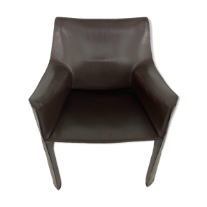 Fauteuil en cuir marron