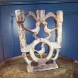 Old candlestick with 3 branches in cut stone with fine engravings.