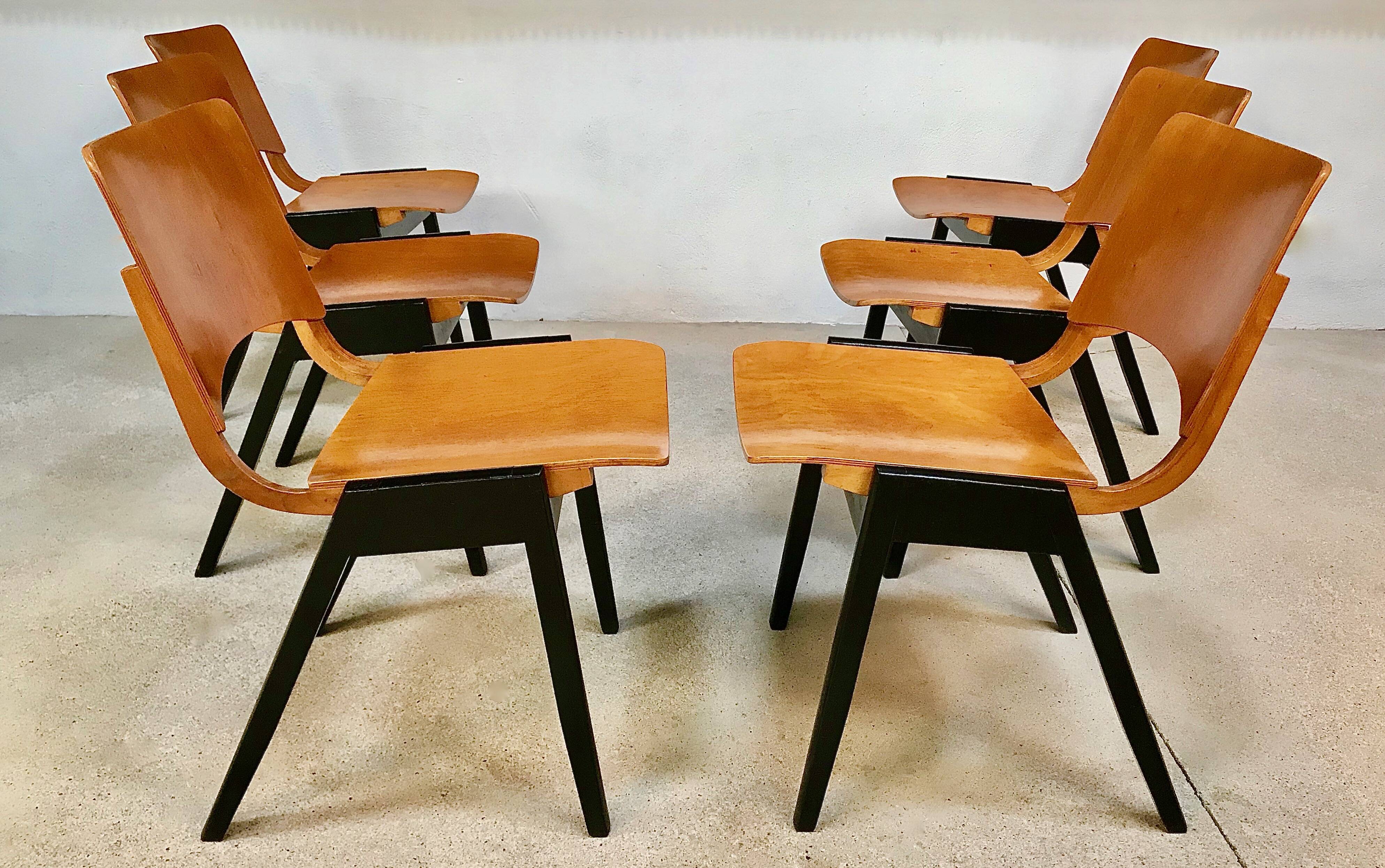 Set of 6 Dining Chairs P7 by Roland Rainer for E & A Pollack, Vienna 1952
