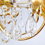 Mid century hollywood regency palwa gilt brass and crystal chandelier