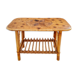 Coffee table in rattan marquetry 1960