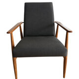 Set of two grey armchairs in kvadrat upholstery by henryk lis, europe, 1960s