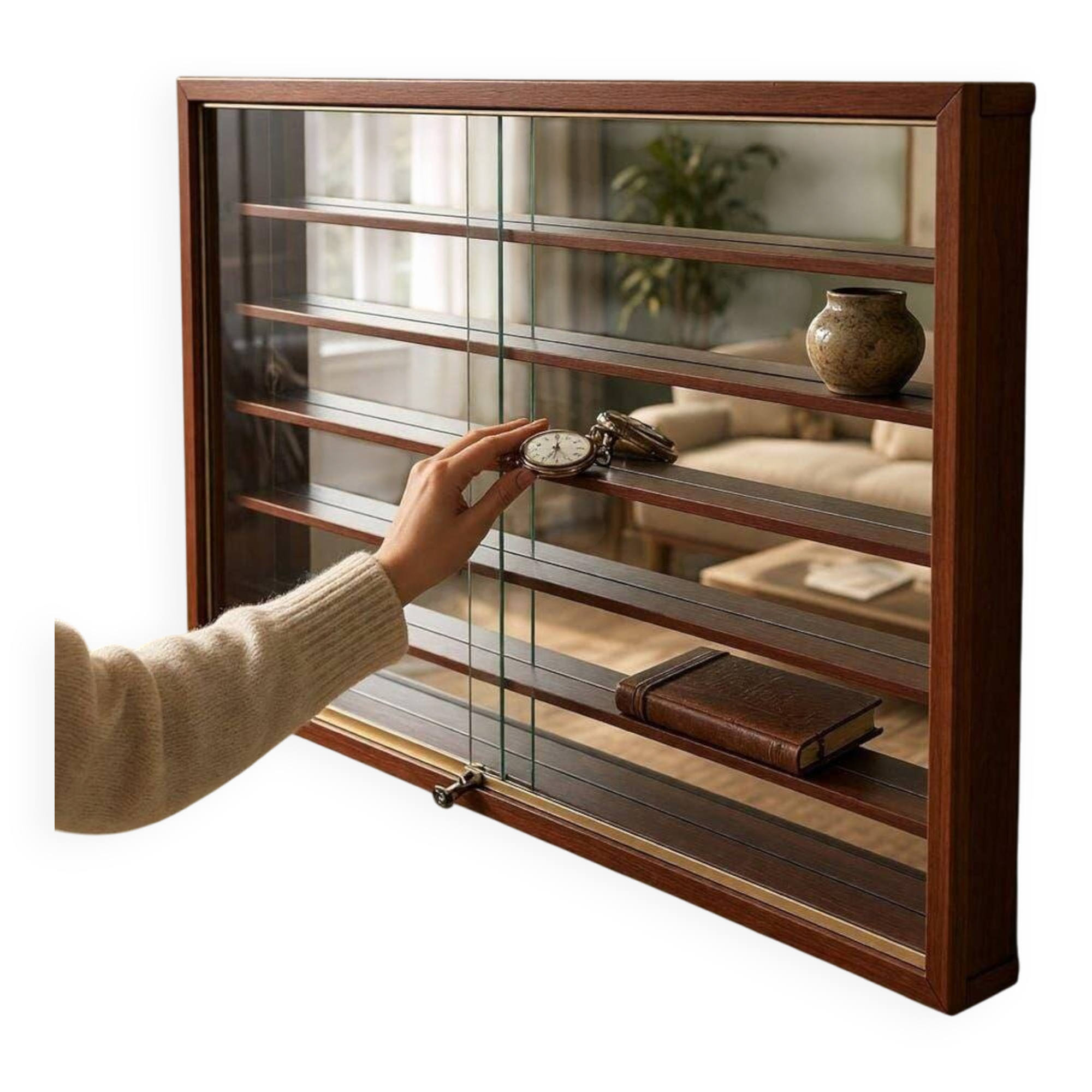 Vintage shallow wooden display shelf/wall support.