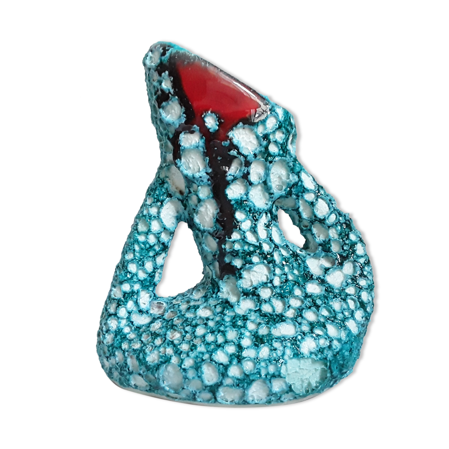 Vintage vase fat lava blue-green