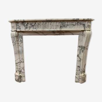 Louis XVI style fireplace in white marble veined carrara XIXth century