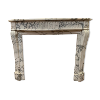 Louis XVI style fireplace in white marble veined carrara XIXth century