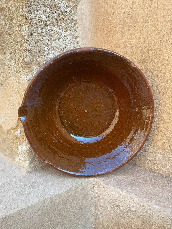 Large brown glazed salad bowl