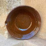 Large brown glazed salad bowl
